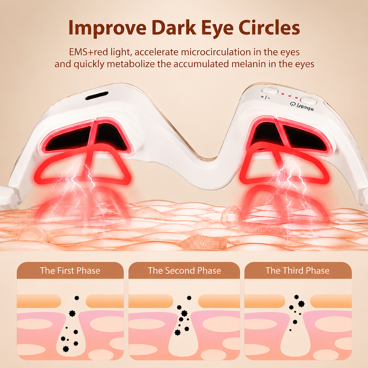 Pureluma EMS Under Eye Mask with Red Light Therapy
