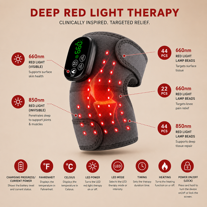 Pureluma Red Light Therapy Knee Pad with Heating & Massage